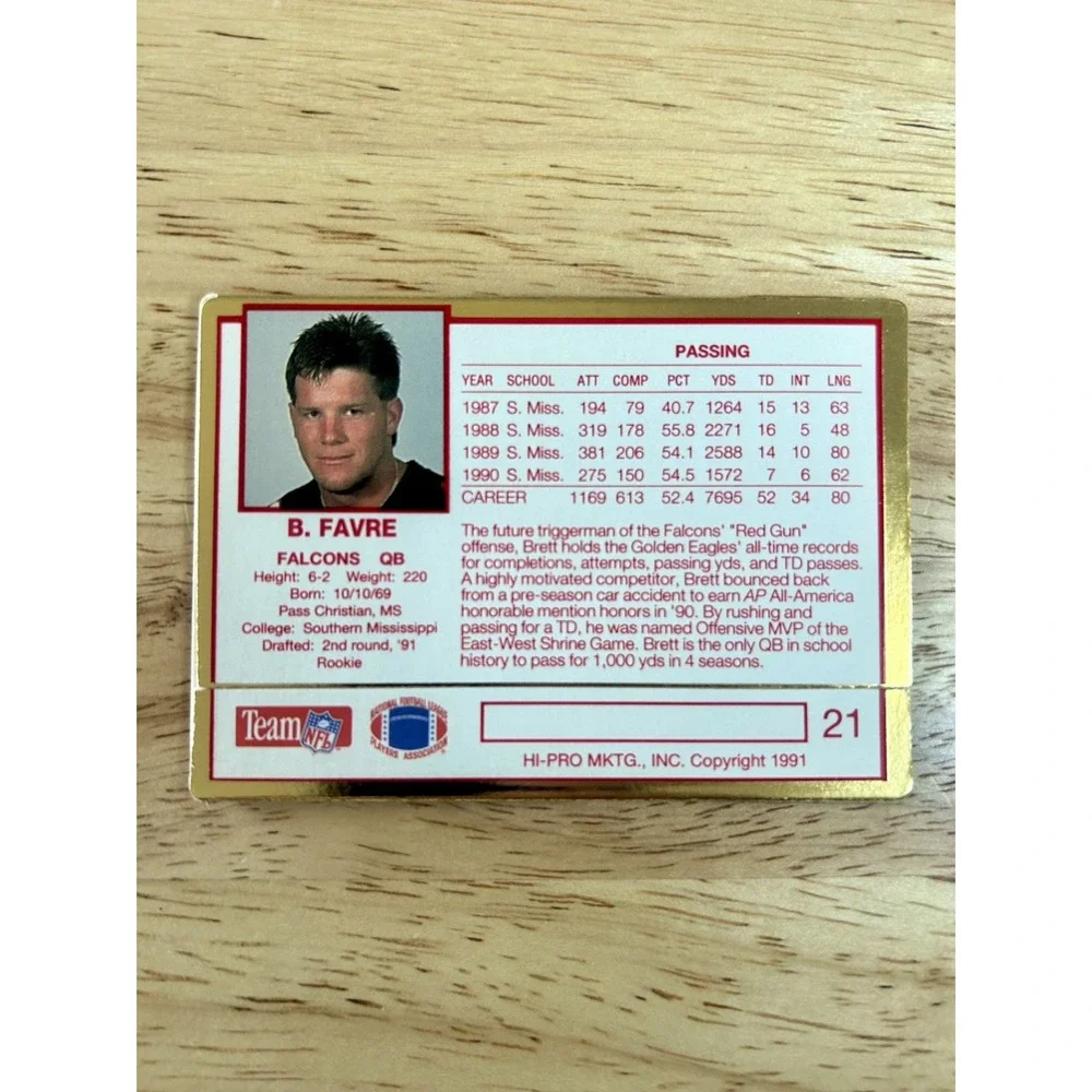 1991 Action Packed Rookie Update - Brett Favre #21 (RC)